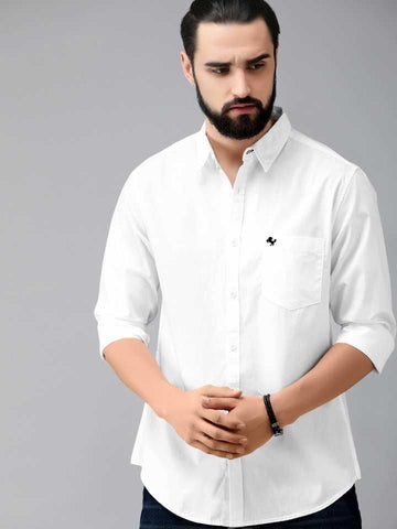 Cotton Solid  Full Sleeves Mens Casual Shirt Roposo Clout